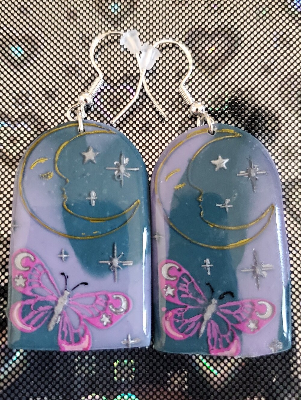 Handmade Moon & Butterfly Dangle Earrings